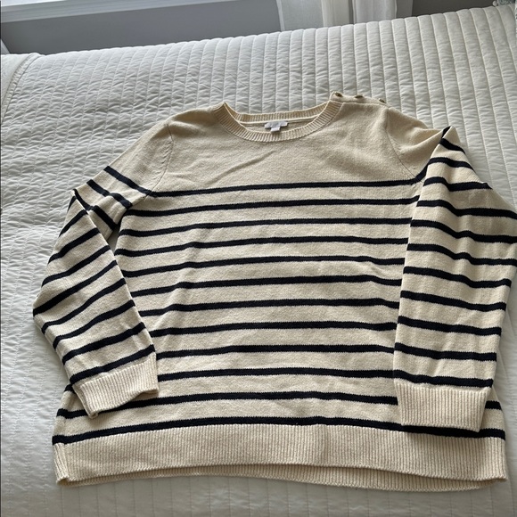 J. Jill Beige and Navy Striped Cardigan - Picture 3 of 3